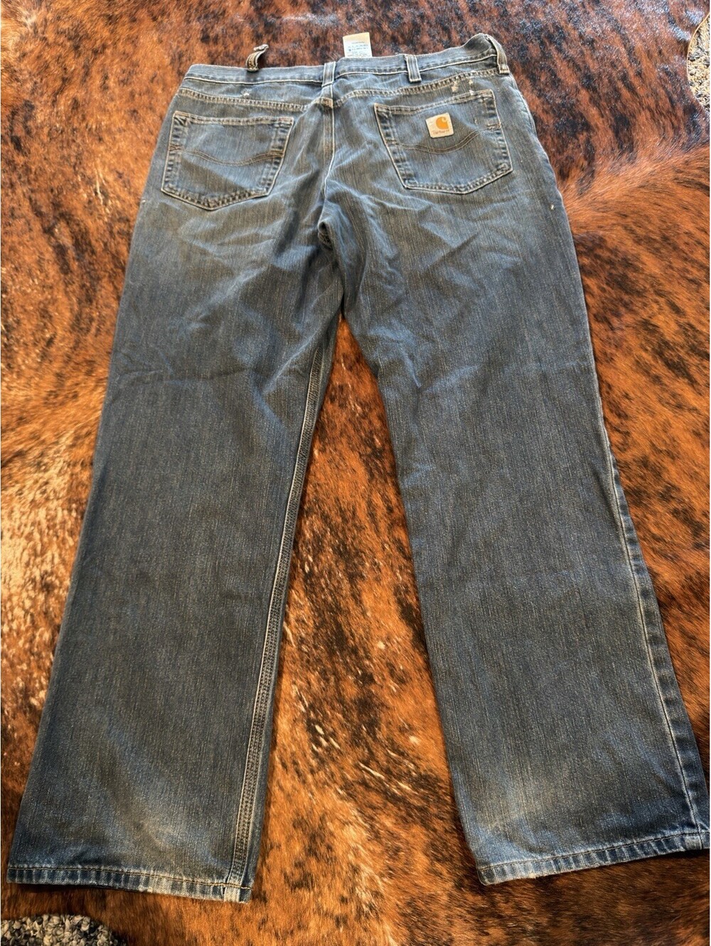Carhartt Men's 36x32 Relaxed Fit Jeans Holter Straight Leg Medium Wash Work Wear